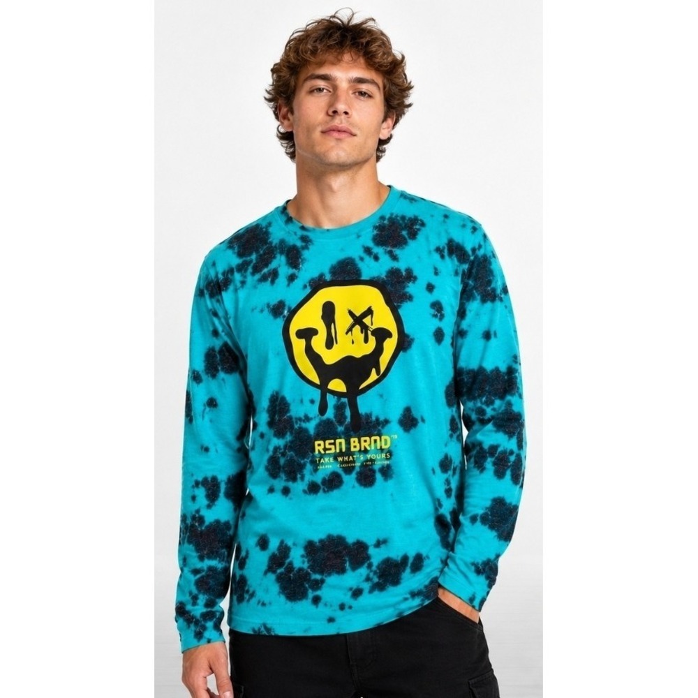 Reason Brand Shirt Men's Long Sleeve Tye-Dye Shirt Smiley Face Medium NWT T70
